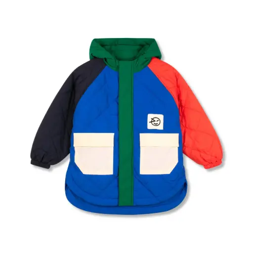 Wynken - padded bon bon jacket - artists blue / red / navy