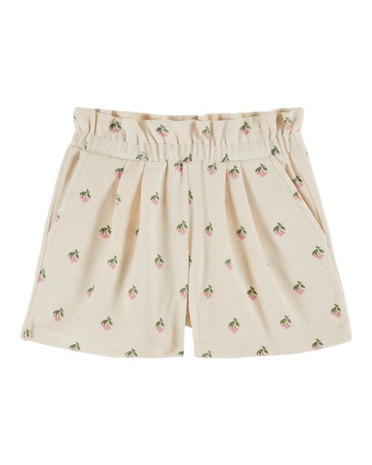Emile & Ida - Short eponge imprime - Cerisette creme (ad132)